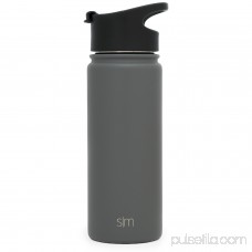 Simple Modern 18 Ounces Summit Water Bottle + Extra Lid - Vacuum Insulated Wide Mouth Aluminum Vessel 18/8 Stainless Steel Flask - Black Hydro Travel Mug - Midnight Black 567925014